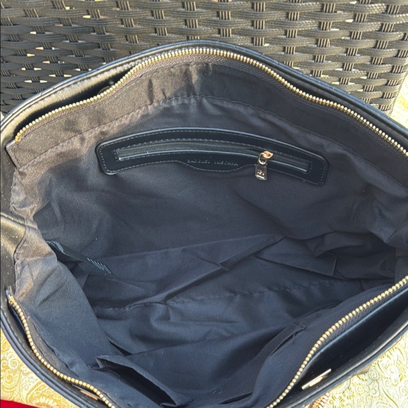 Badgley Mischka Black Quilted Tote Bag with Gold Chain by - Picture 5 of 6